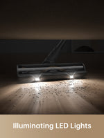 Load image into Gallery viewer, Dreame R10 Pro cordless vacuum highlighting illuminating LED lights for visibility.