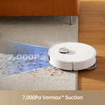 Load image into Gallery viewer, Dreame L10s Pro Ultra Robot Vacuum demonstrating 7,000Pa Vormax™ suction on carpet.