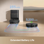 Load image into Gallery viewer, Dreame D20 Pro Plus robot vacuum and mop showcasing 285-minute runtime and 5,200mAh battery capacity.