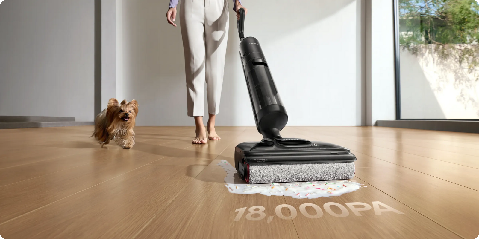 Aspiration inégalée de 18 000 Pa pour le nettoyage à sec et humide