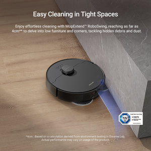 Dreame X40 Master Robot Vacuum cleaning in tight spaces with MopExtend technology