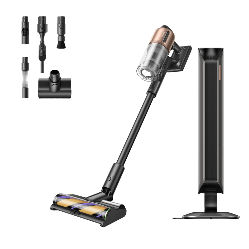 Dreame Z20 Station cordless stick vacuum with accessories and self-empty dock featured in the spring sale.