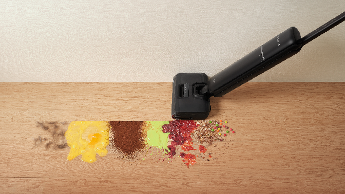 Aero Pro slim wet dry vacuum for cleaning hardwood floor edges.