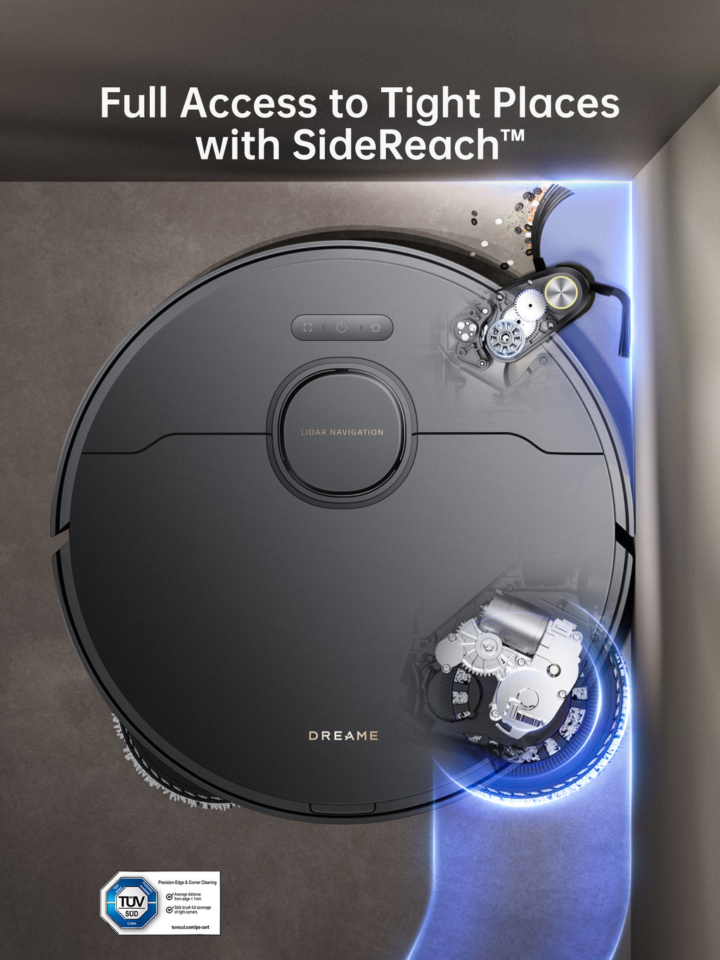 Dreame X40 Ultra Robot Vacuum with hands-free base station and award marks.