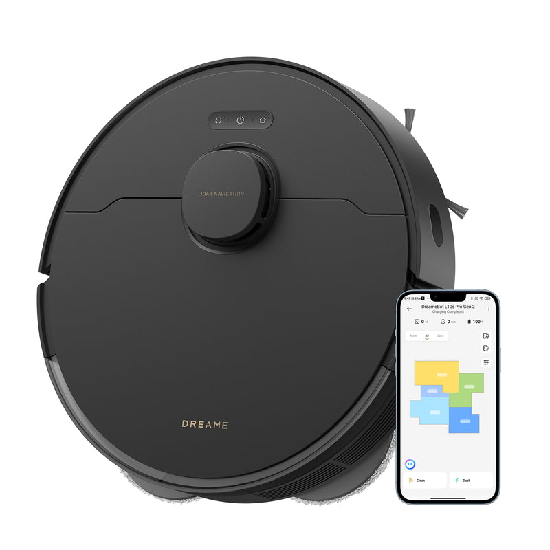 Dreame L10s Pro Gen 2 robot vacuum and smartphone cleaning map