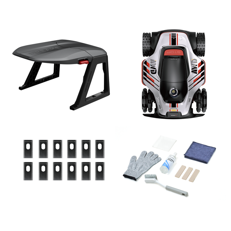 Lawn Mower Accessory Bundle (Garage + Blade Set + Cleaning Kit + Decal)