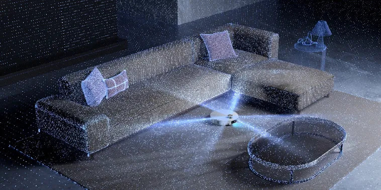 Dreame X60 Max Ultra Complete robot vacuum using lidar and Proactive Light to navigate and spot dirt in the dark.