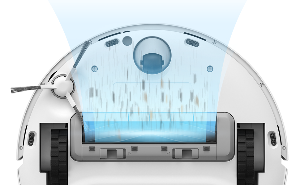 Dreame L20 Ultra robot vacuum with visible dust container and cleaning brush details.