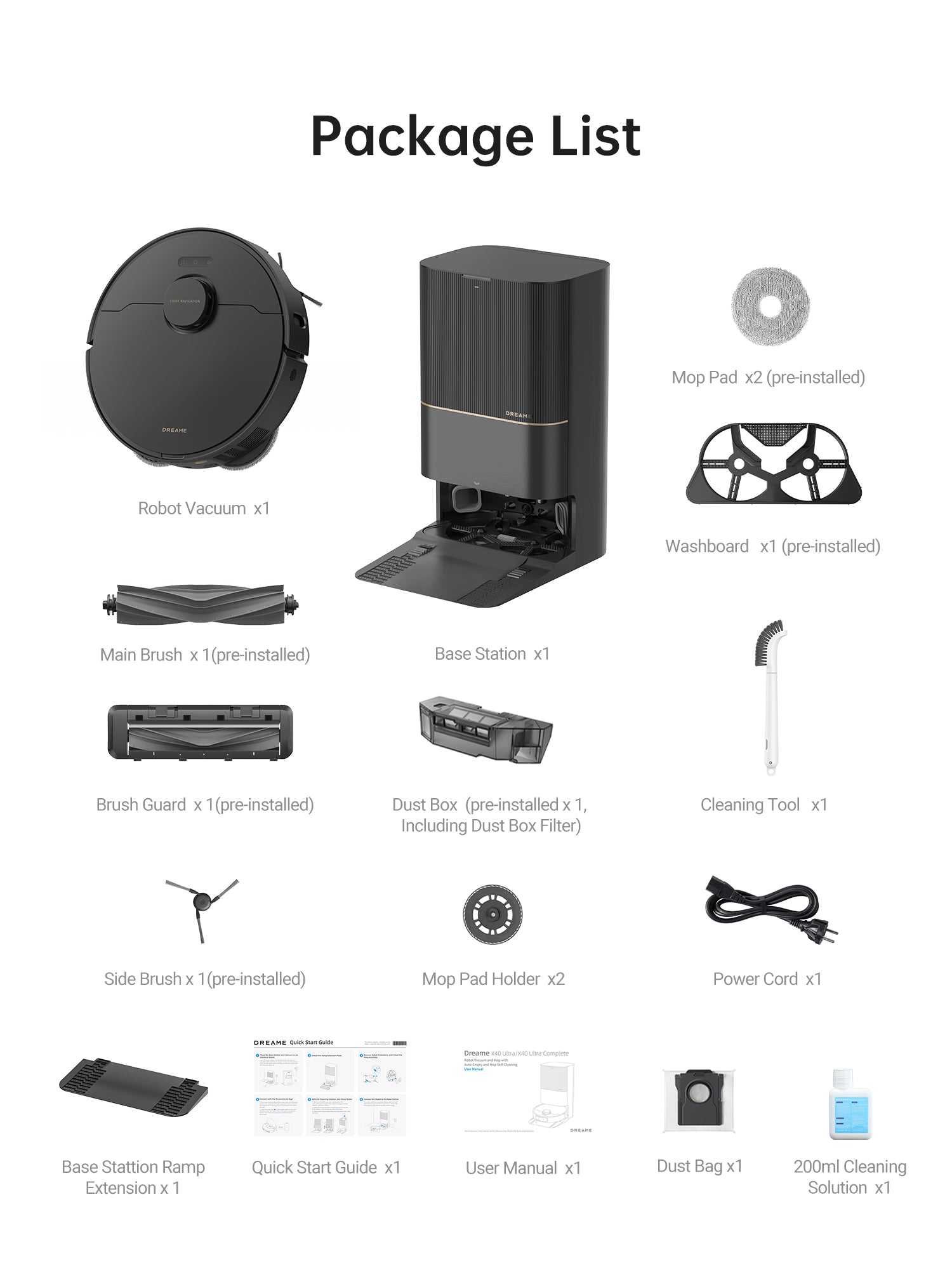 Dreame X40 Ultra Cleaning Bundle, Robot Vacuum and Mop, 3 Extra Dust Bags