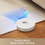 Load image into Gallery viewer, Dreame D10 Plus Gen 2 Robot Vacuum demonstrating suction boost on carpet.
