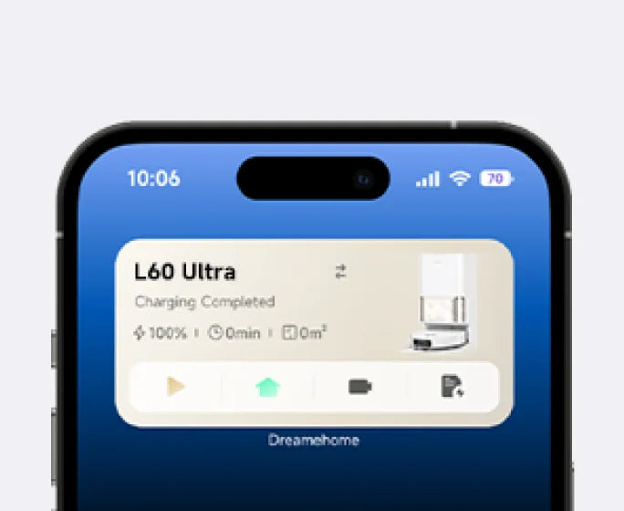 Cleaning Progress at a Glance
Add the cleaning app shortcut to your smart phone's home screen to stay up to date with the current cleaning status or make adjustments at will.