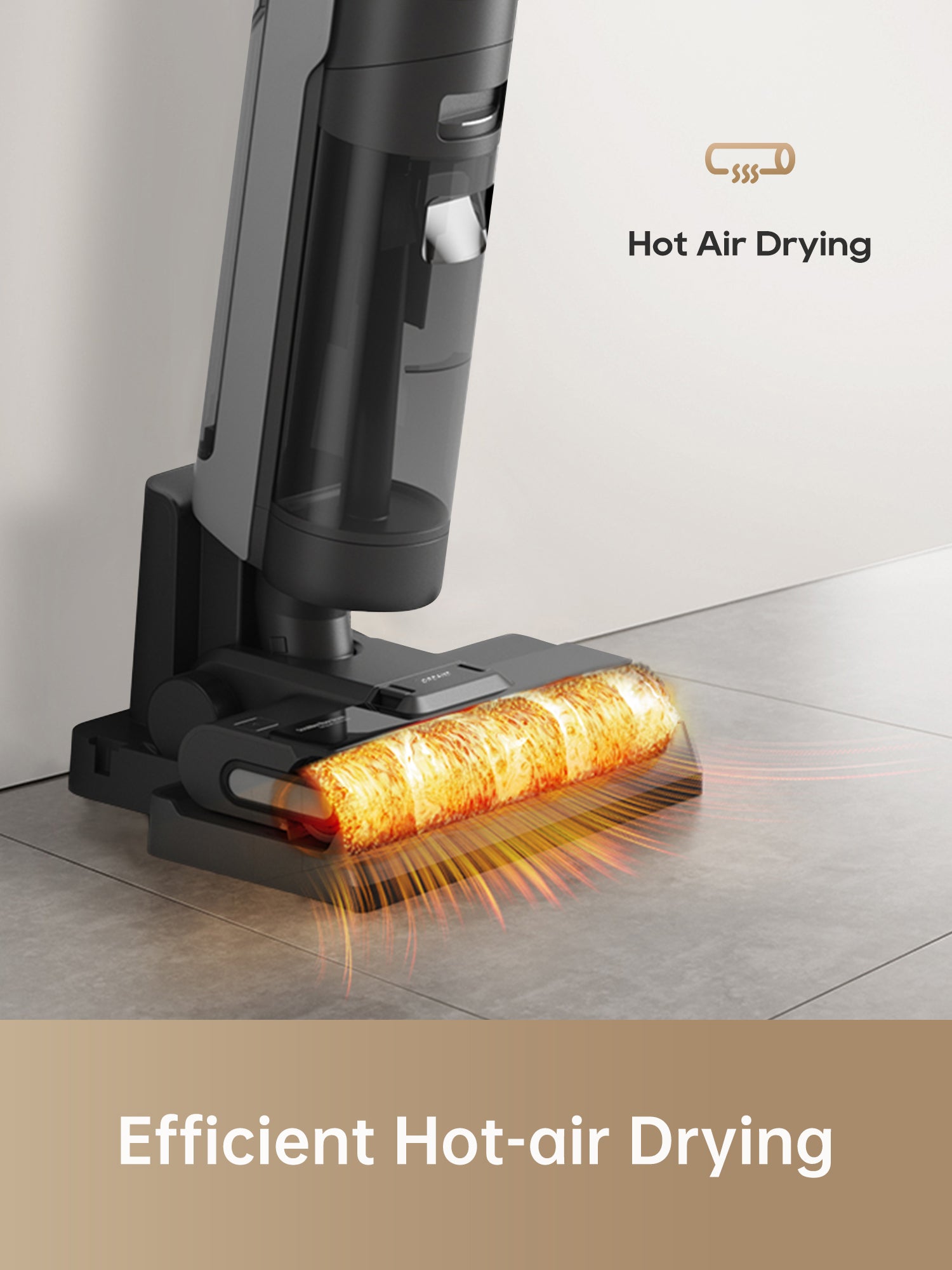 Dreame H12s vacuum showcasing efficient hot-air drying feature