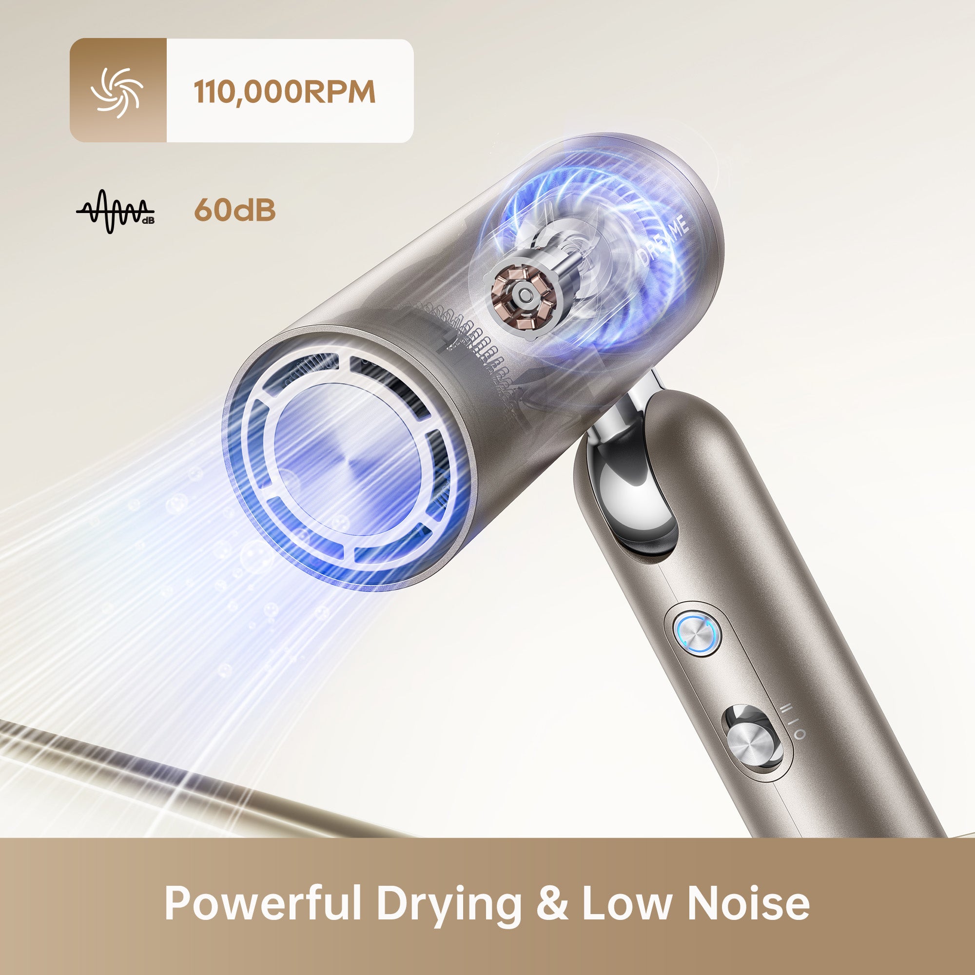 Dreame Pocket Hair Dryer featuring 110,000RPM speed and low noise operation