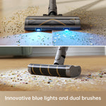 Load image into Gallery viewer, Dreame Z10 Station vacuum highlighting blue lights and dual brushes for effective cleaning.
