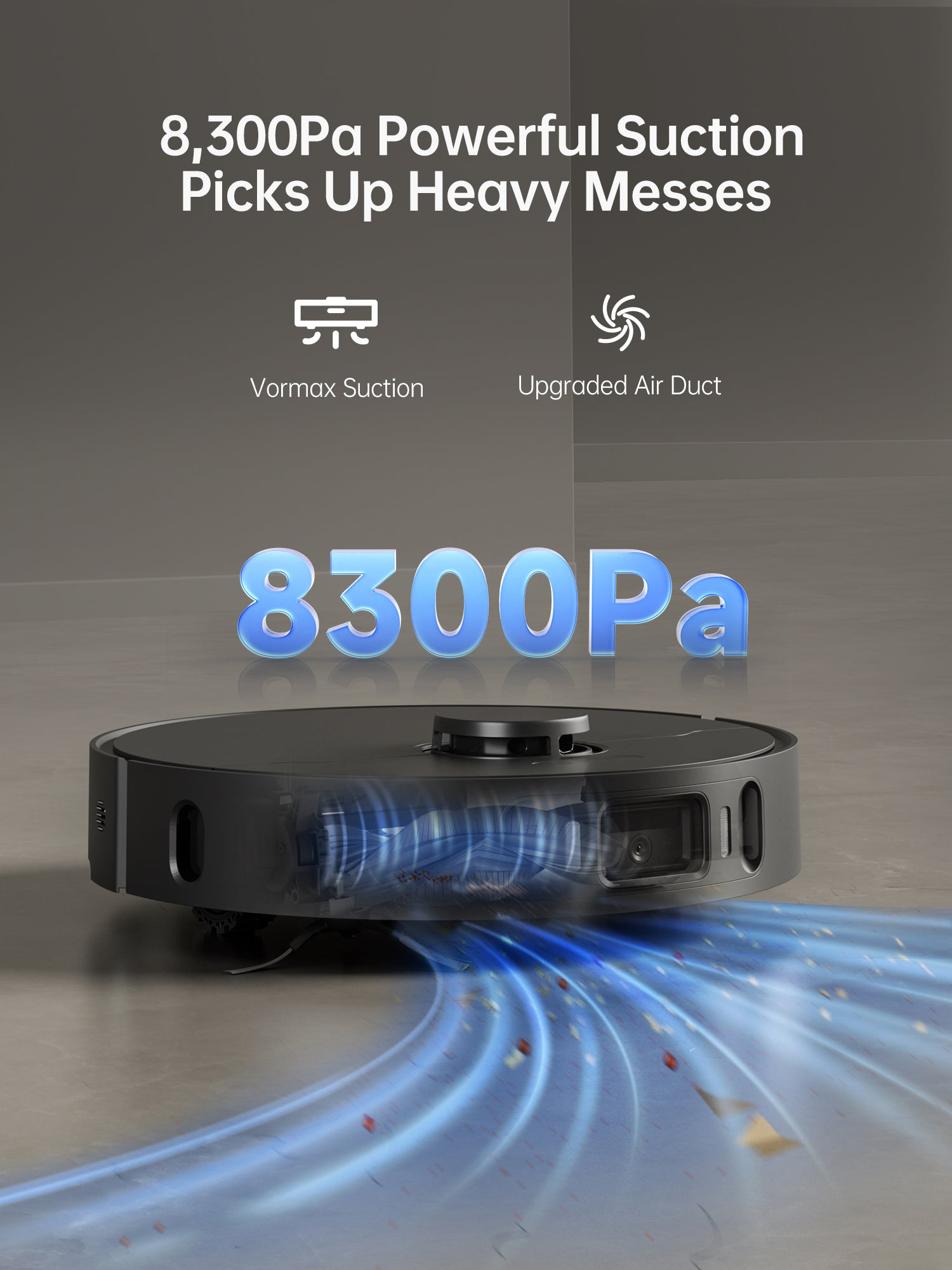 Dreame X30 Ultra robot vacuum highlighting 8300Pa powerful suction capabilities