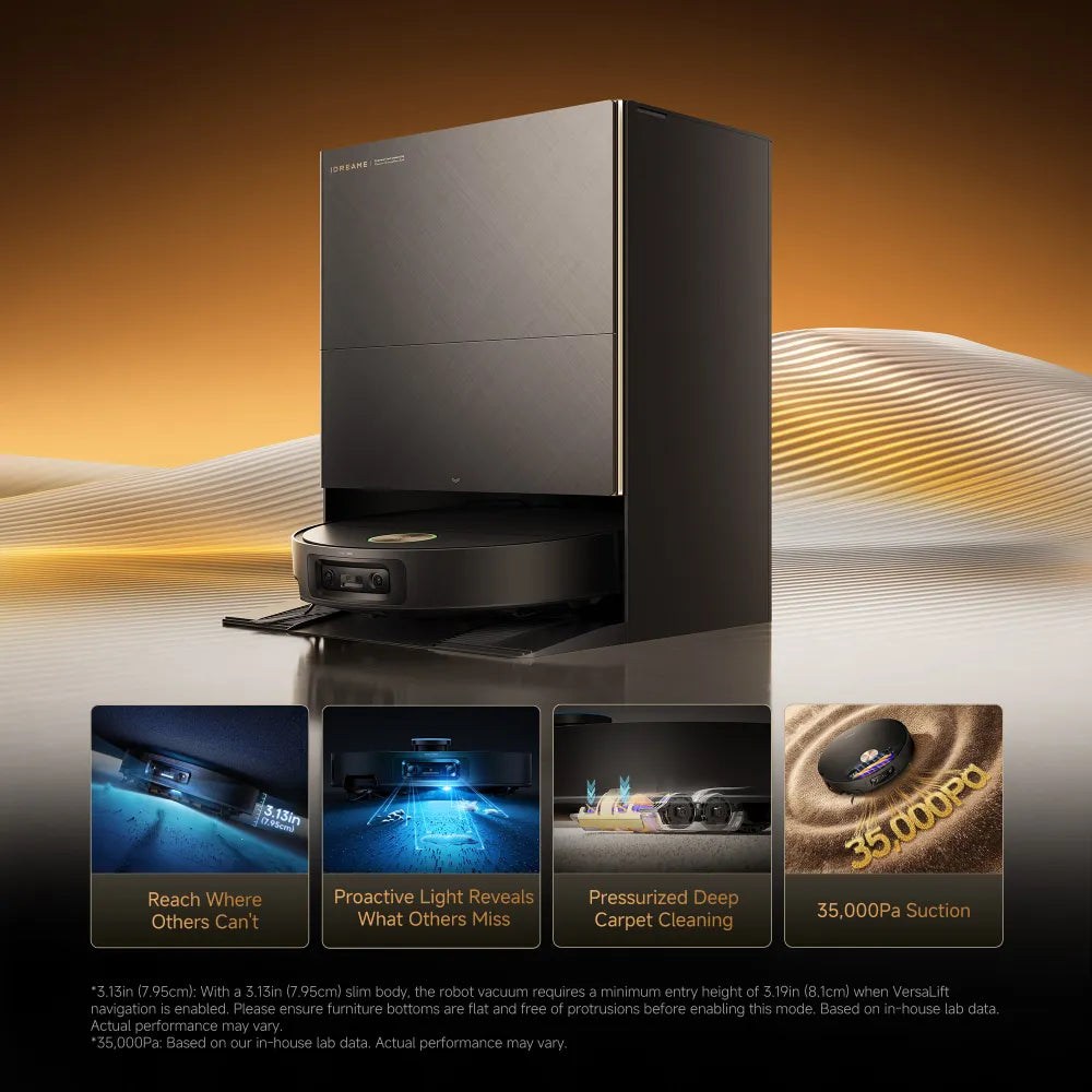 Dreame X60 Max Ultra Complete robot vacuum showing the premium threshold-climbing robot vacuum design available for multi-story homes in 2026