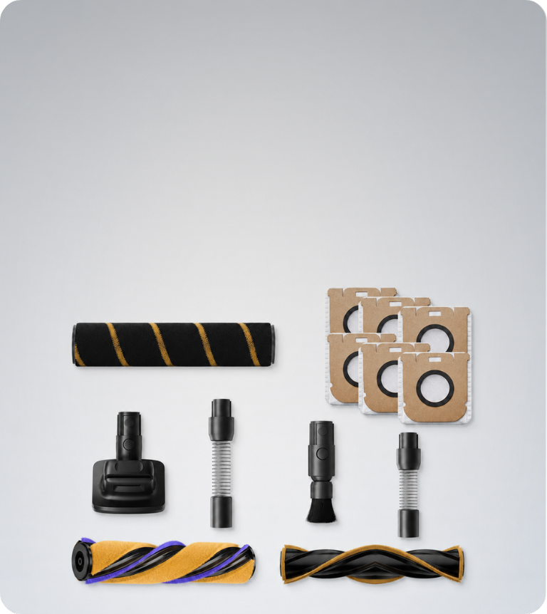Genuine brush rolls, filters, and cleaning solutions