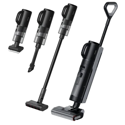 Dreame H12 Dual Wet Dry Vacuum 4-in-1 system displayed with multiple attachments for Black Friday offers.