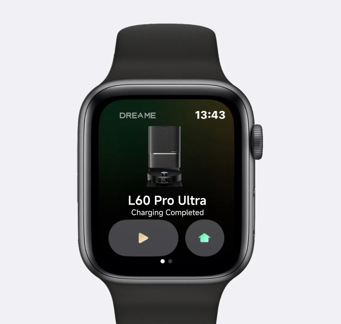 Quick Fix from the Wrist
Apple Watch control lets you conveniently customize your cleaning or track status in real time, from anywhere.