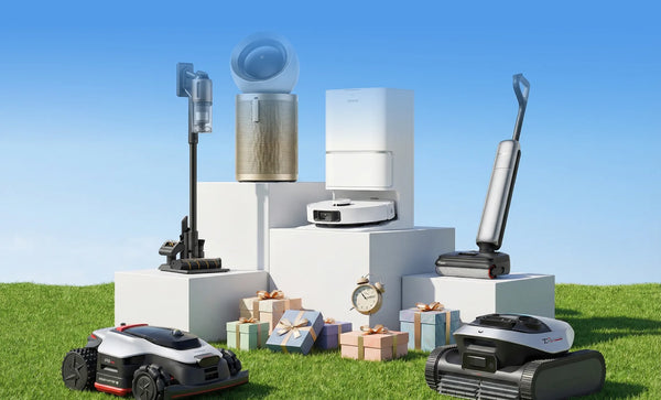 Dreame spring sale lineup across smart home cleaning, air care, lawn care, and pool cleaning products.