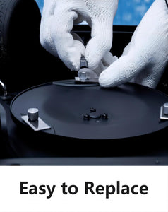 User replacing a blade on Dreame robotic mower with easy-detach design.