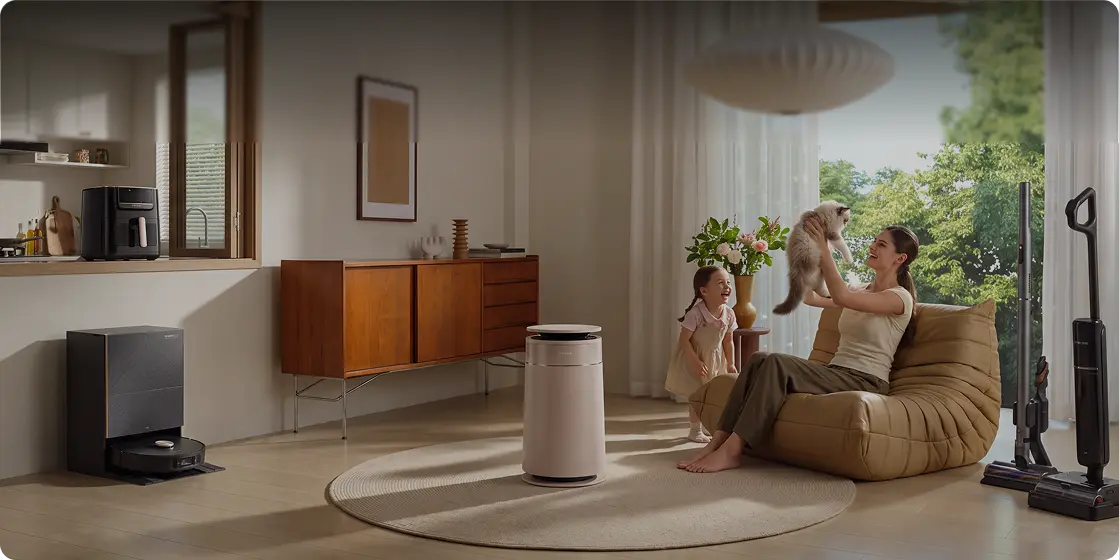 Robot vacuum cleaning a pet home