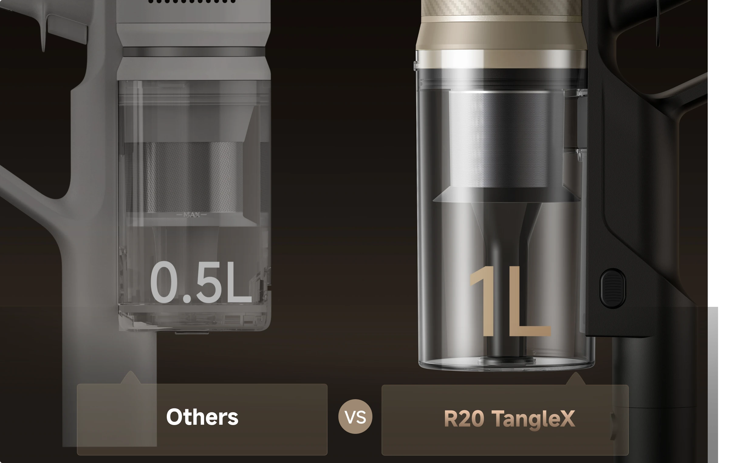 Up to 1L* Large-Capacity Dust Cup