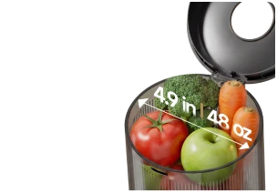 4.9" Chute + 48 oz Capacity