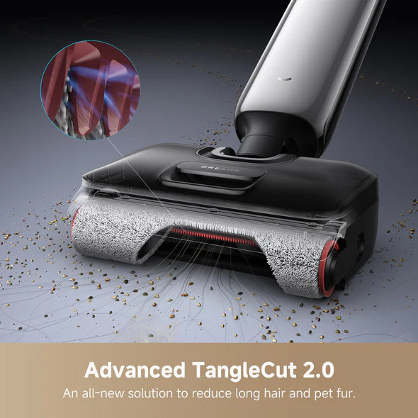 TangleCut 2.0 roller cutting pet hair so it does not wrap the brush.