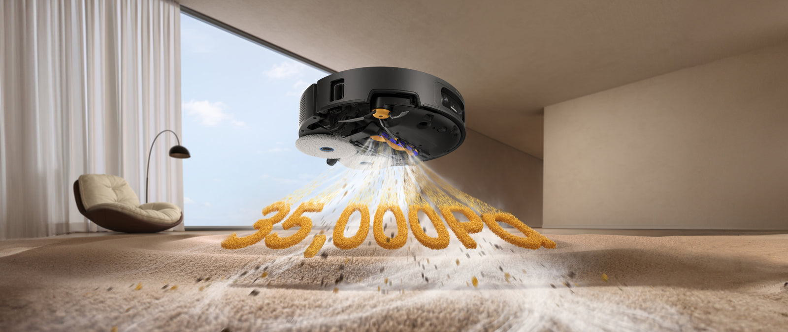 Dreame X60 Ultra 35000 Pa Vormax შეწოვა ხალიჩაზე