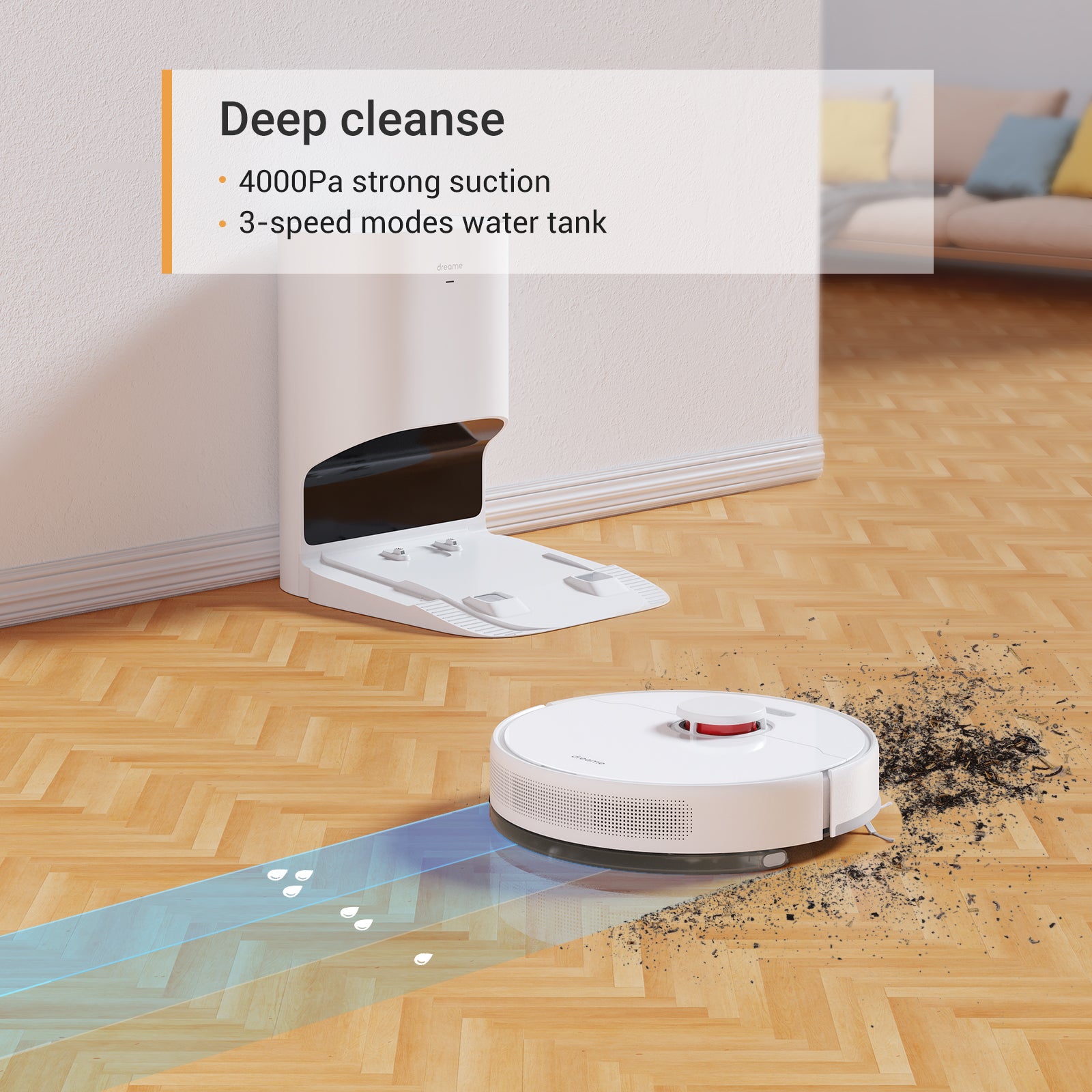 Dreametech D10 Plus Robot Vacuum and Mop with Self-Emptying Base - White