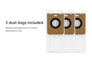 Three Dreame L10s Ultra dust bags with instructions for replacement.